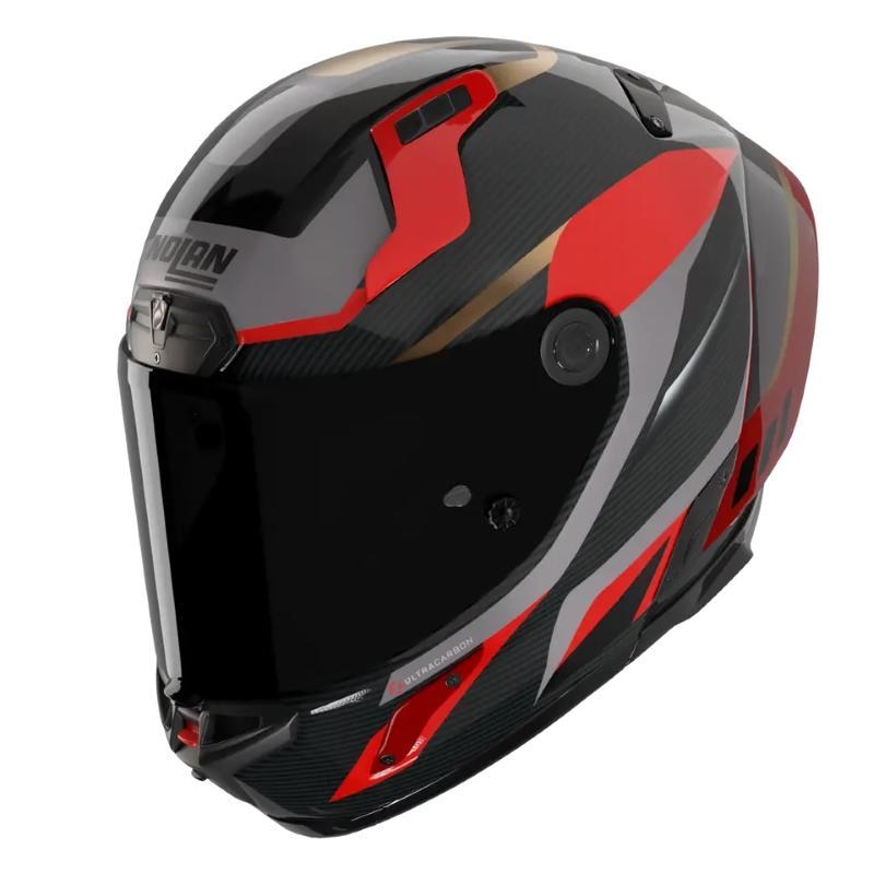 Casco Integrale Nolan X-804 RS ULTRA CARBON LESMO Carbonio Rosso Grigio Oro