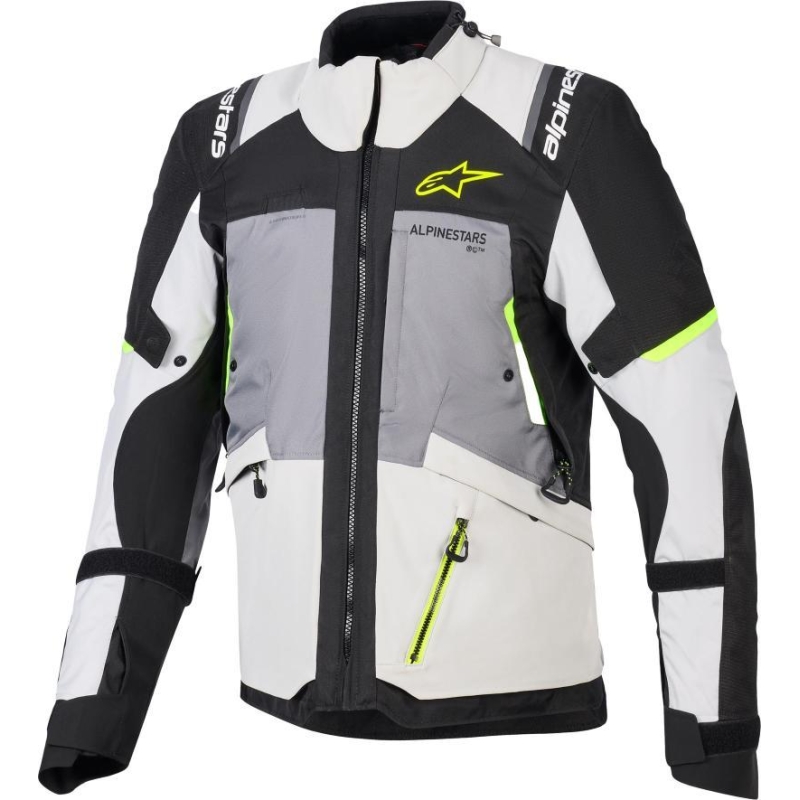 Giacca moto in tessuto Alpinestrs Andes V4 Drystar Grigio Giallo Fluo
