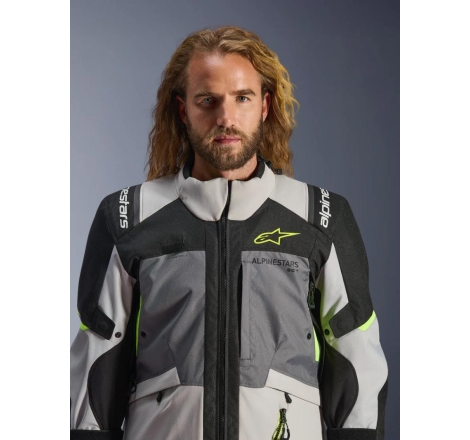 Giacca moto in tessuto Alpinestrs Andes V4 Drystar Grigio Giallo Fluo