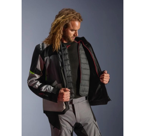 Giacca moto in tessuto Alpinestrs Andes V4 Drystar Grigio Giallo Fluo