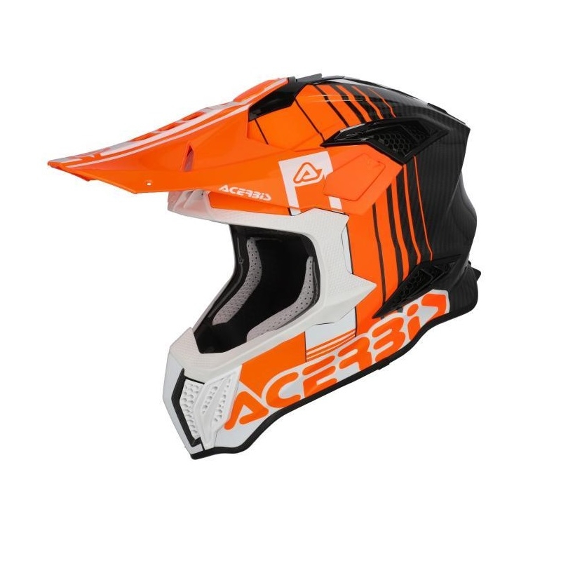 Casco Cross Acerbis Airstrike-C Carbonio Arancio Bianco