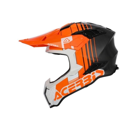 Casco Cross Acerbis Airstrike-C Carbonio Arancio Bianco