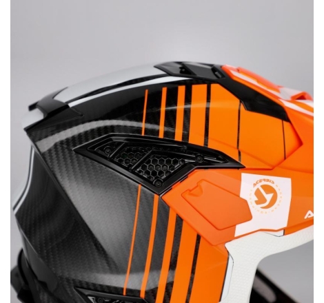 Casco Cross Acerbis Airstrike-C Carbonio Arancio Bianco