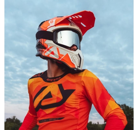 Casco Cross Acerbis Airstrike-C Carbonio Arancio Bianco