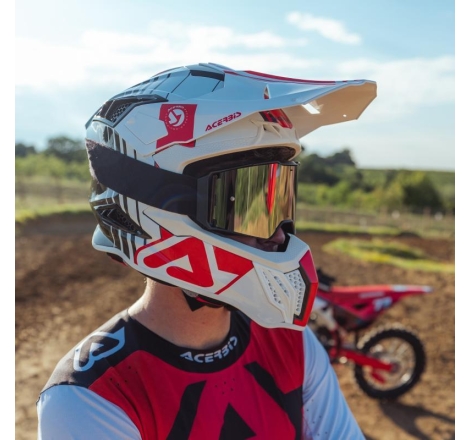 Casco Cross Acerbis Airstrike-C Carbonio Bianco Rosso