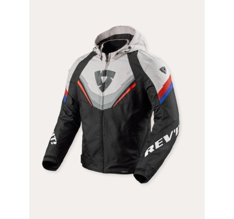 Giubbino moto in tessuto Rev'it Quantum 3 H2O Impermeabile Nero Grigio Chiaro
