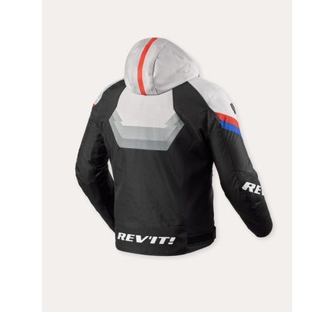 Giubbino moto in tessuto Rev'it Quantum 3 H2O Impermeabile Nero Grigio Chiaro