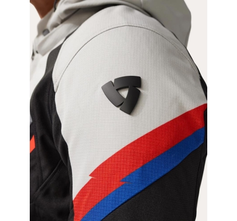 Giubbino moto in tessuto Rev'it Quantum 3 H2O Impermeabile Nero Grigio Chiaro