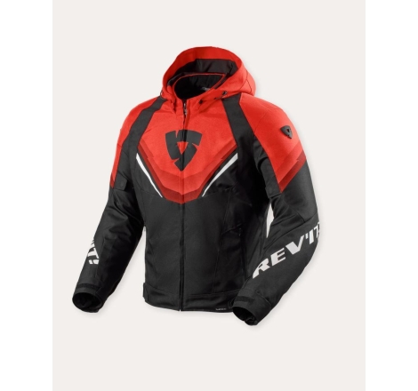 Giubbino moto in tessuto  Rev'it Quantum 3 H2O Impermeabile Nero Rosso