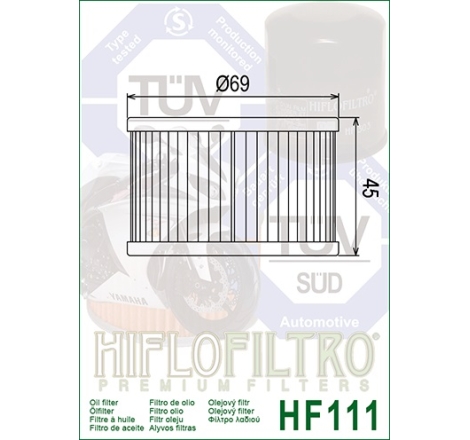 Filtro Olio Hiflo HF111 per Honda