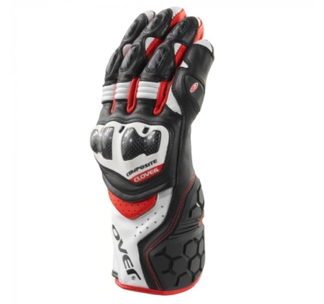 Guanti Moto Pelle Clover RSC-4 Bianco Rosso