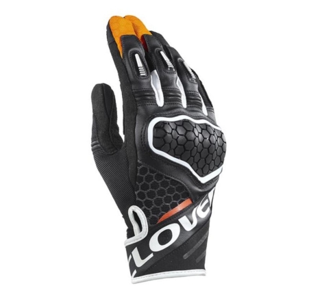 Guanti Moto Tessuto Pelle Clover Predator 2 Arancio Bianco Nero