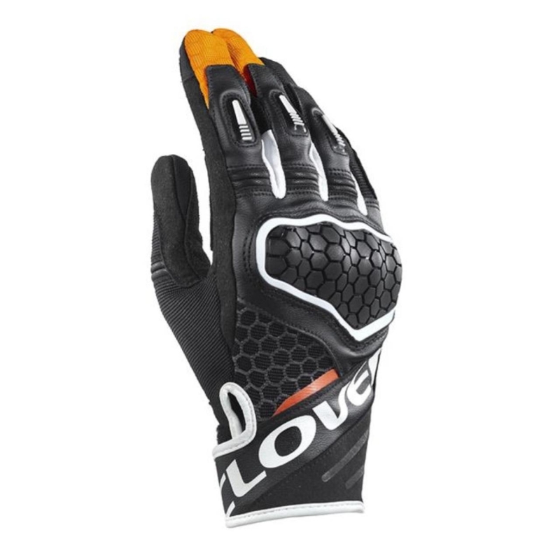 Guanti Moto Tessuto Pelle Clover Predator 2 Arancio Bianco Nero