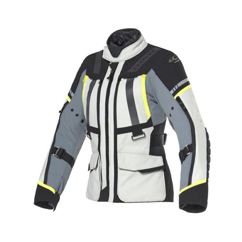 Giacca Moto in Tessuto Clover SAVANA-4 WP Lady 3 Strati Impermeabile Giallo Grigio