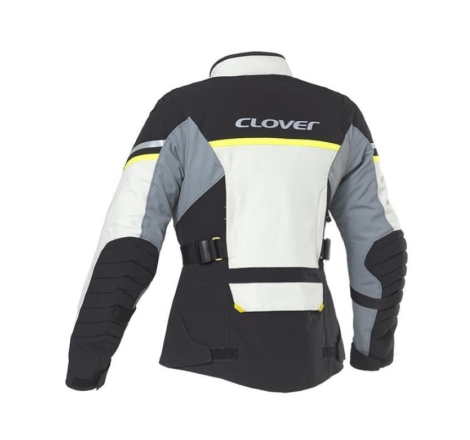 Giacca Moto in Tessuto Clover SAVANA-4 WP Lady 3 Strati Impermeabile Giallo Grigio