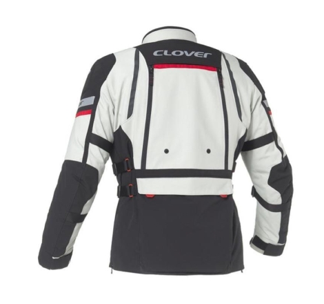 Giacca Moto in Tessuto Clover GTS-5 WP 3 Strati Grigio Chiaro Grigio Scuro rosso Nero