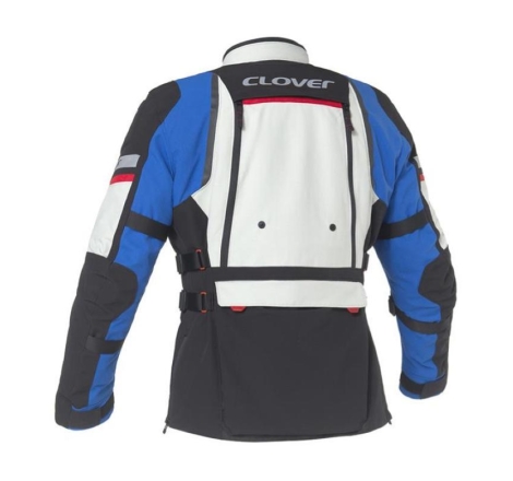Giacca Moto in Tessuto Clover GTS-5 WP 3 Strati Grigio Chiaro Blu Rosso Nero