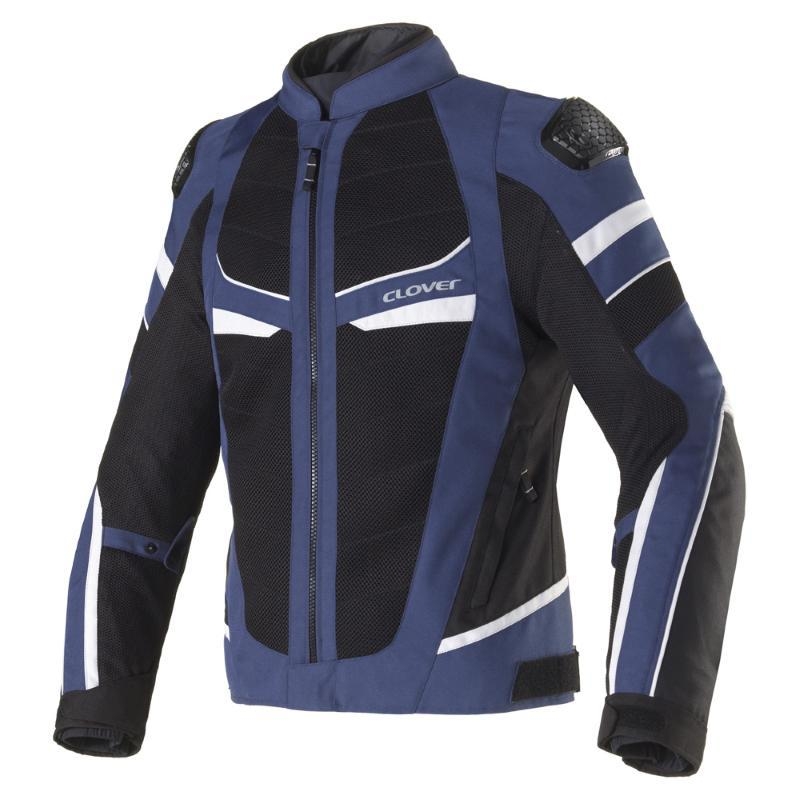 Giubbino moto in Tessuto traforato Estivo Clover Rainjet 3 Wp Membrana Waterproof  Removibile Grigio Blu