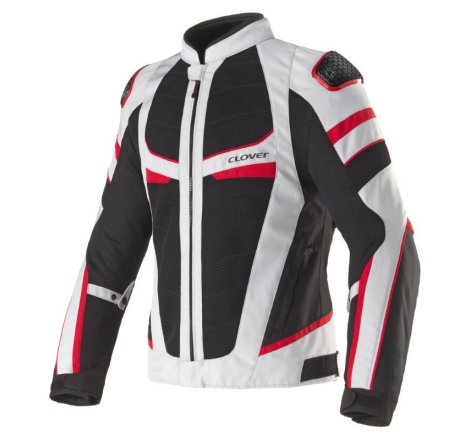 Giubbino moto in Tessuto traforato Estivo Clover Rainjet 3 Wp Membrana Waterproof  Removibile Rosso Grigio