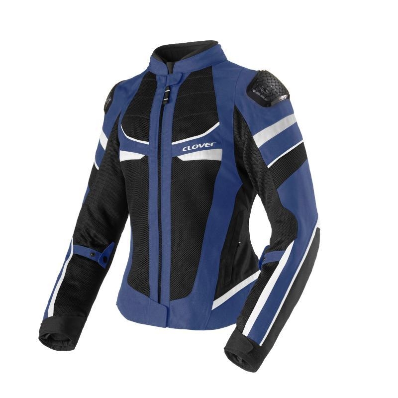 Giubbino moto in Tessuto traforato Estivo Clover Rainjet 3 Wp Donna Membrana Waterproof  Removibile Grigio Blu