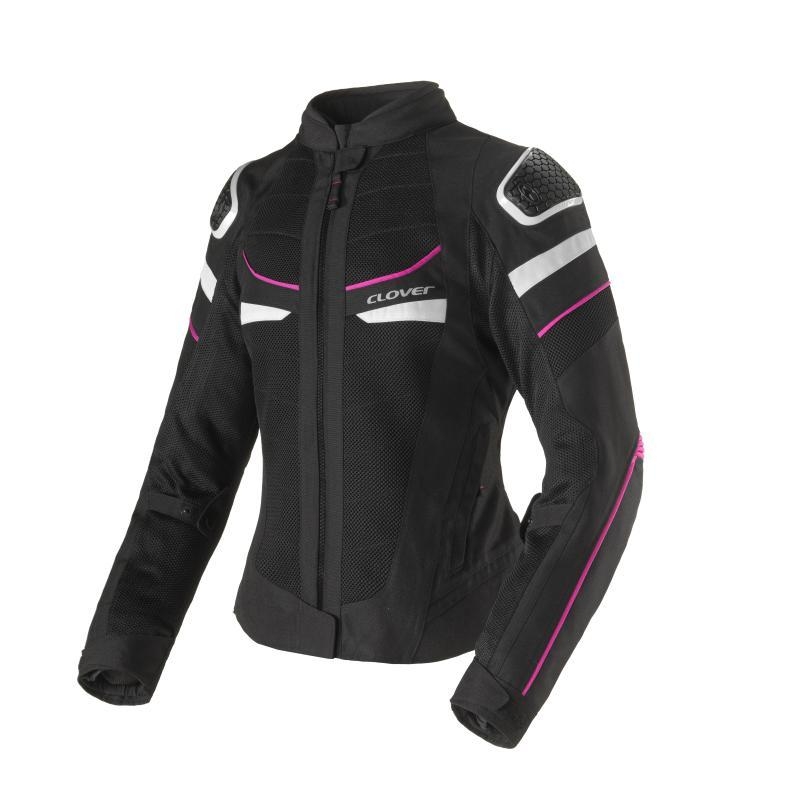 Giubbino moto in Tessuto traforato Estivo Clover Rainjet 3 Wp Donna Membrana Waterproof  Removibile Bianco Fucsia Nero