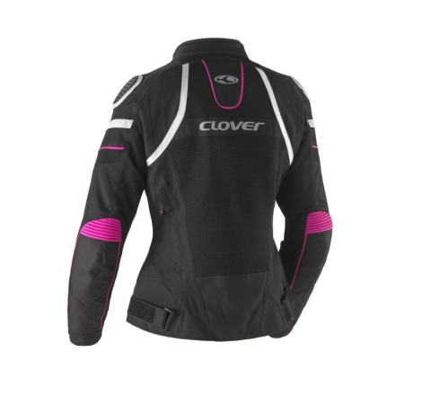 Giubbino moto in Tessuto traforato Estivo Clover Rainjet 3 Wp Donna Membrana Waterproof  Removibile Bianco Fucsia Nero