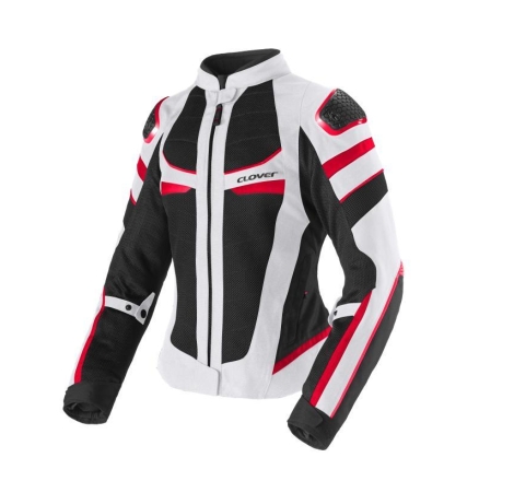 Giubbino moto in Tessuto traforato Estivo Clover Rainjet 3 Wp Donna Membrana Waterproof  Removibile Rosso Grigo