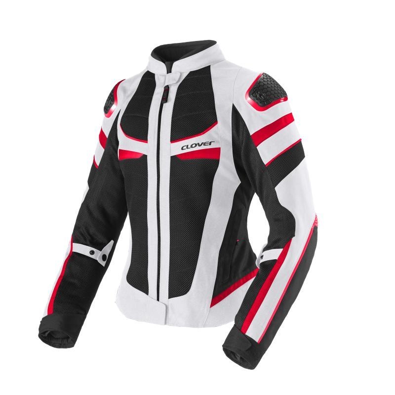 Giubbino moto in Tessuto traforato Estivo Clover Rainjet 3 Wp Donna Membrana Waterproof  Removibile Rosso Grigo