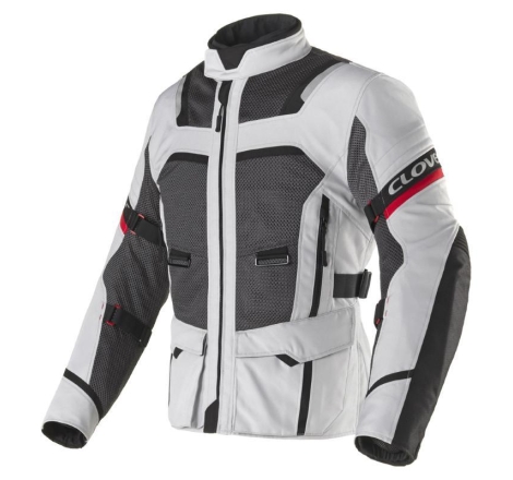 Giacca Moto in Tessuto Clover Ventouring 4 Wp 3 Strati Grigio Nero