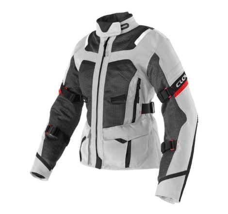 Giacca Moto in Tessuto Clover Ventouring 4 Wp 3 Strati Donna Nero Grigio