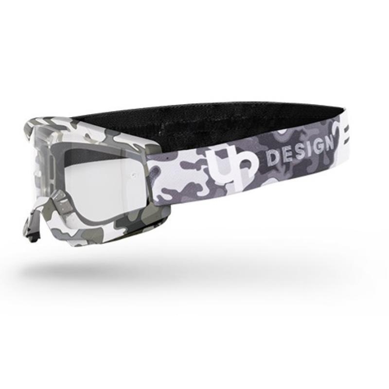 Maschera Off Road UP DESIGN Dynamite Nero Camo Lente Trasparente