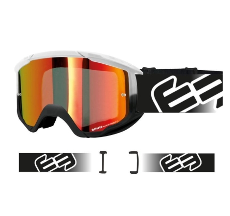 Maschera Off Road Ethen OTG06 Bianco Nero Lente Specchio Rossa