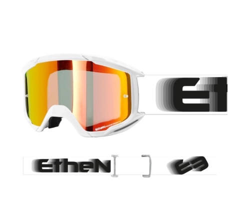 Maschera Off Road Ethen OTG06 Bianca Lente Specchio Rossa