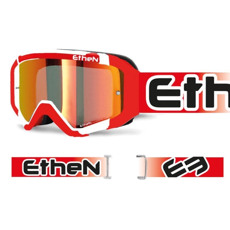Maschera Off Road Ethen Madium 05R Primis Bianco Rosso Lente specchio rossa