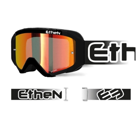 Maschera Off Road Ethen Madium 05R Primis Nero Lente specchio rossa