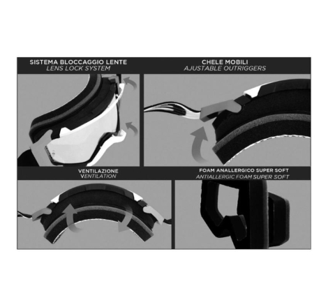 Maschera Off Road Ethen Madium 05R Primis Rosso Lente specchio rossa