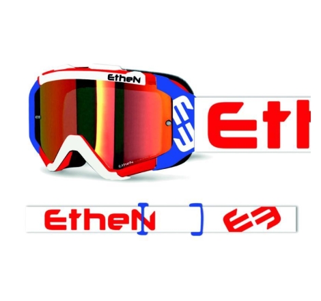 Maschera Off Road Ethen MX05 Bianco Rosso Lente Specchio Rossa e Lente Trasparente inclusa