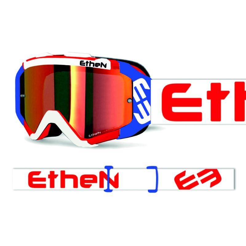 Maschera Off Road Ethen MX05 Bianco Rosso Lente Specchio Rossa e Lente Trasparente inclusa