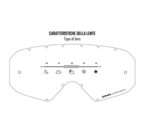 Maschera Off Road Ethen MX05R Bianco Nero Lente Specchio Oro e Lente Trasparente inclusa