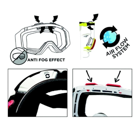Maschera Off Road Ethen MX05R Bianco Nero Lente Specchio Oro e Lente Trasparente inclusa