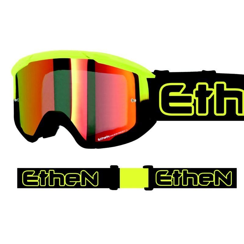 Maschera Off Road Ethen OTG06 Giallo Nero Lente Specchio Rossa