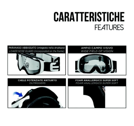 Maschera Off Road Ethen OTG06 Giallo Nero Lente Specchio Rossa