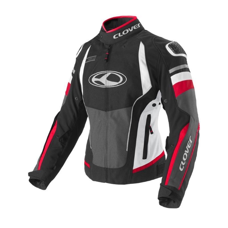Giubbino Moto in Tessuto Clover Airblade 5 Donna Bianco Rosso