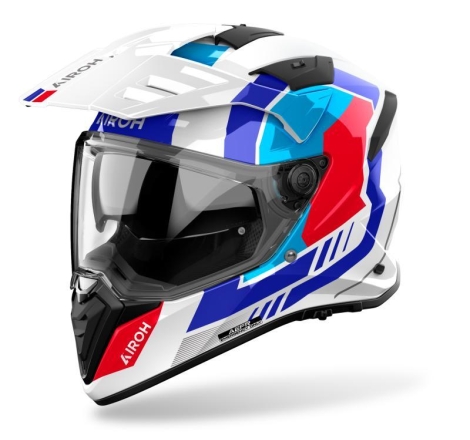 Casco Enduro Airoh Bandit Horn Bianco Rosso Blu
