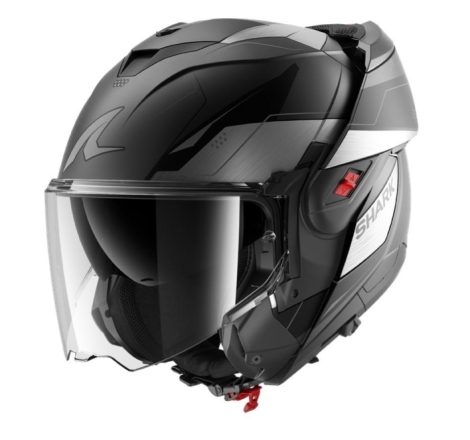 Casco Modulare Shark OXO Mekarium Opaco Antracite Cromo Nero