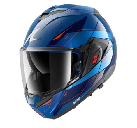 Casco Modulare Shark OXO Mekarium Blu Cromo Arancione