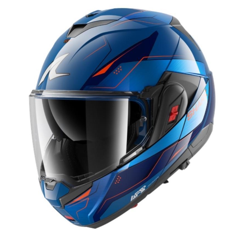 Casco Modulare Shark OXO Mekarium Blu Cromo Arancione