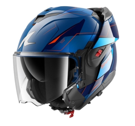 Casco Modulare Shark OXO Mekarium Blu Cromo Arancione