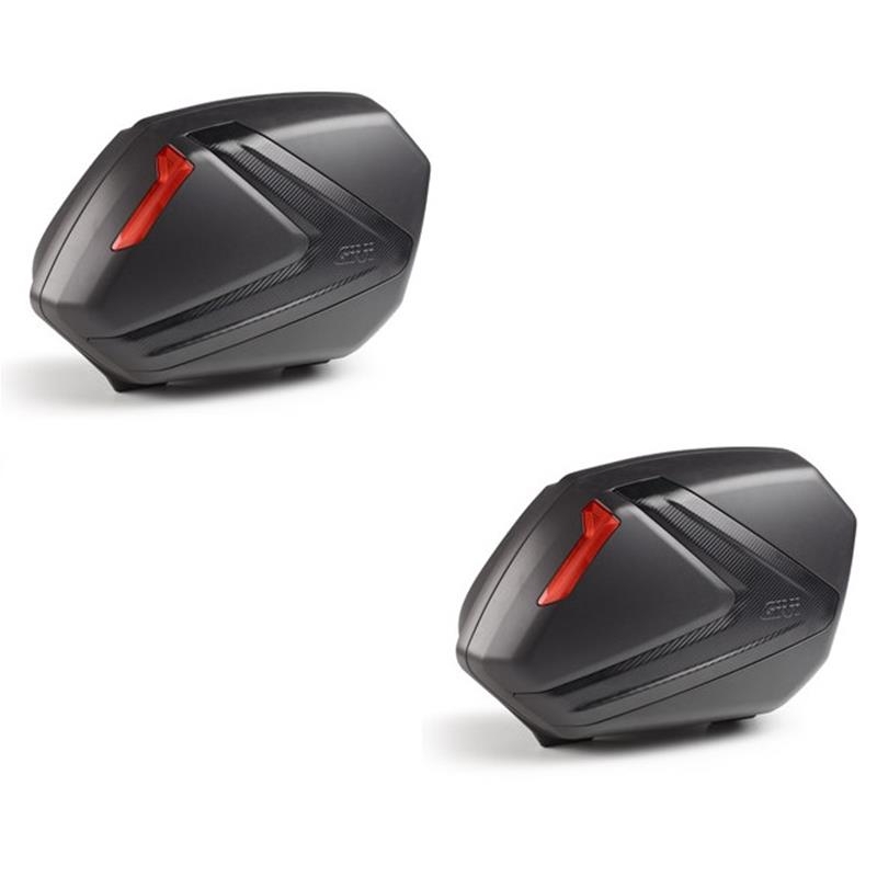 Valigie Laterali Givi V37NN Monokey Side 37 Litri con Cover Look Carbon e Catadiottri Rossi