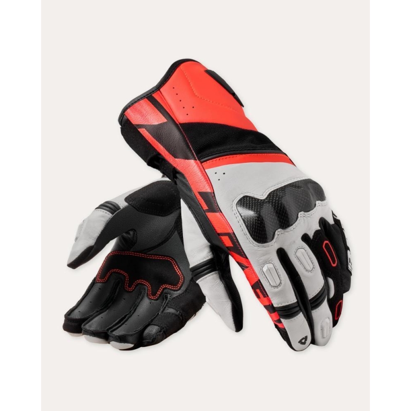 Guanti Moto Tessuto Rev'it RSR 5 Bianco Neon Rosso